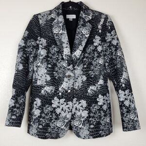 Tahari Arthur S. Levine Metallic Jacquard Blazer Size 2